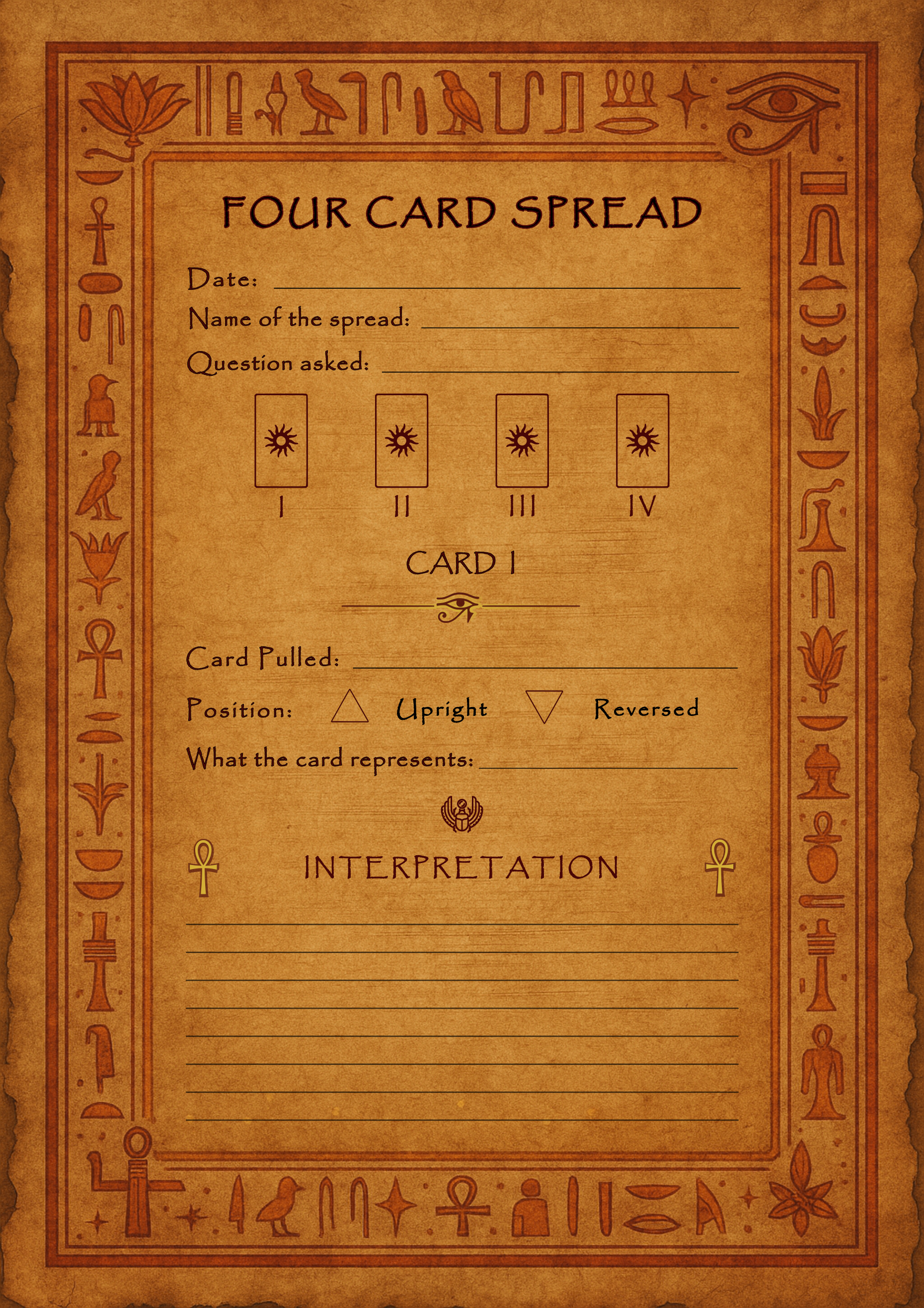 Printable Tarot Journal- Daily Card Reflections & Tarot spreads