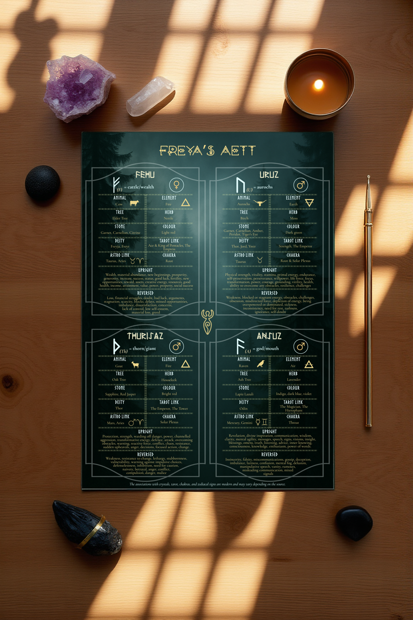 Rune Cheat Sheet: Elder Futhark Set