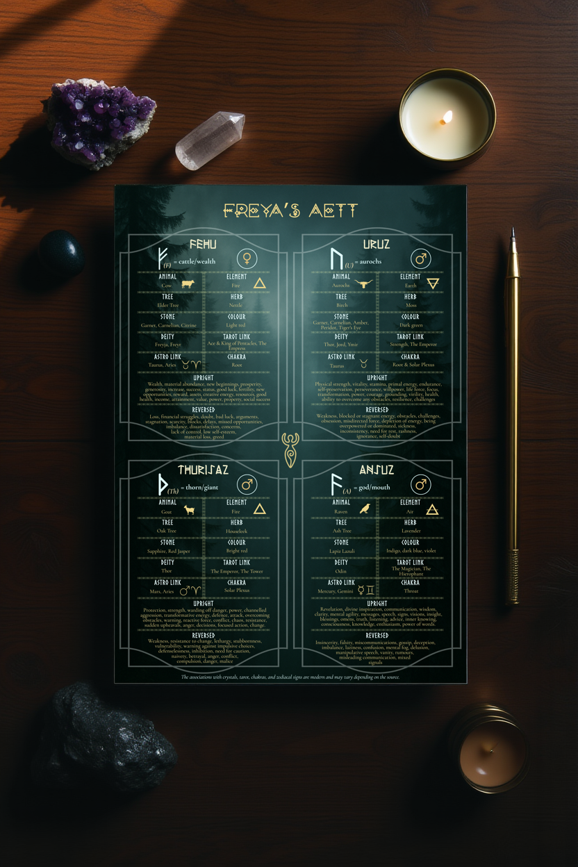 Rune Cheat Sheet: Elder Futhark Set