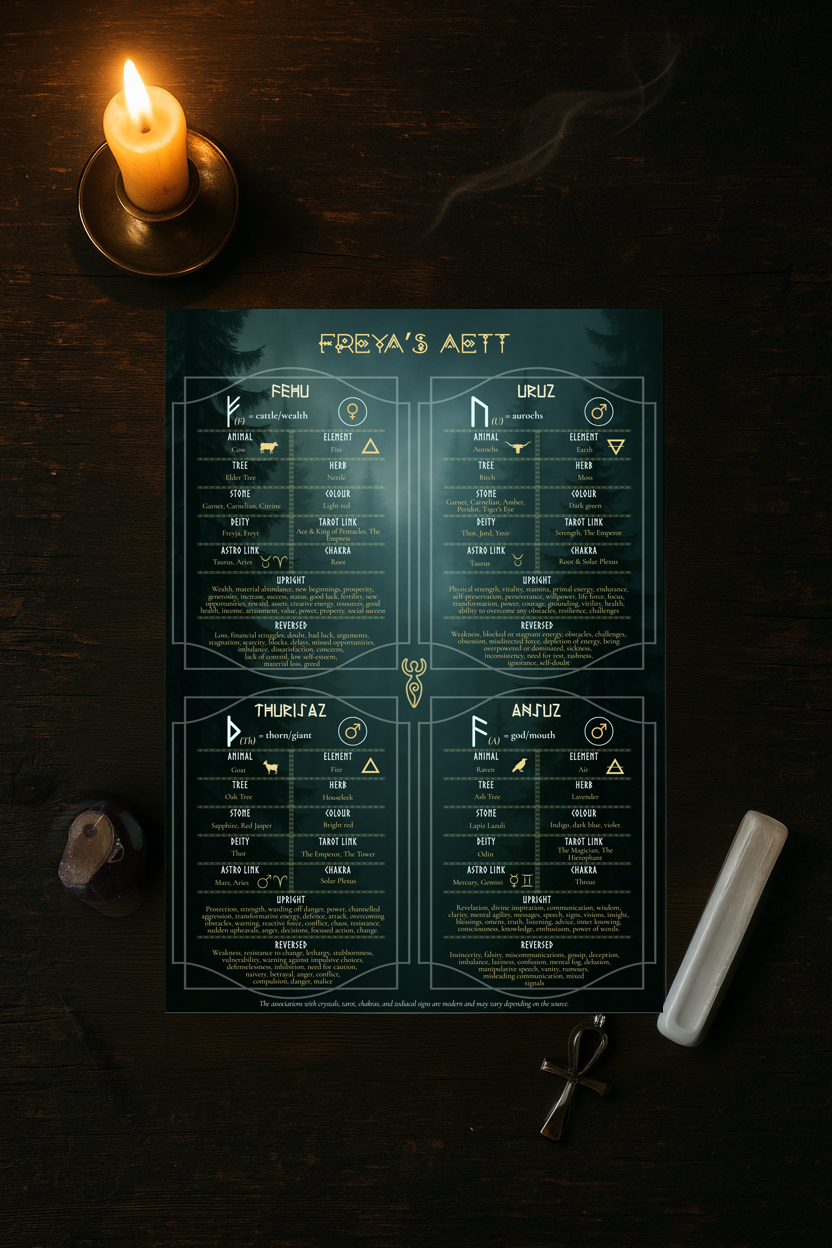 Rune Cheat Sheet: Elder Futhark Set