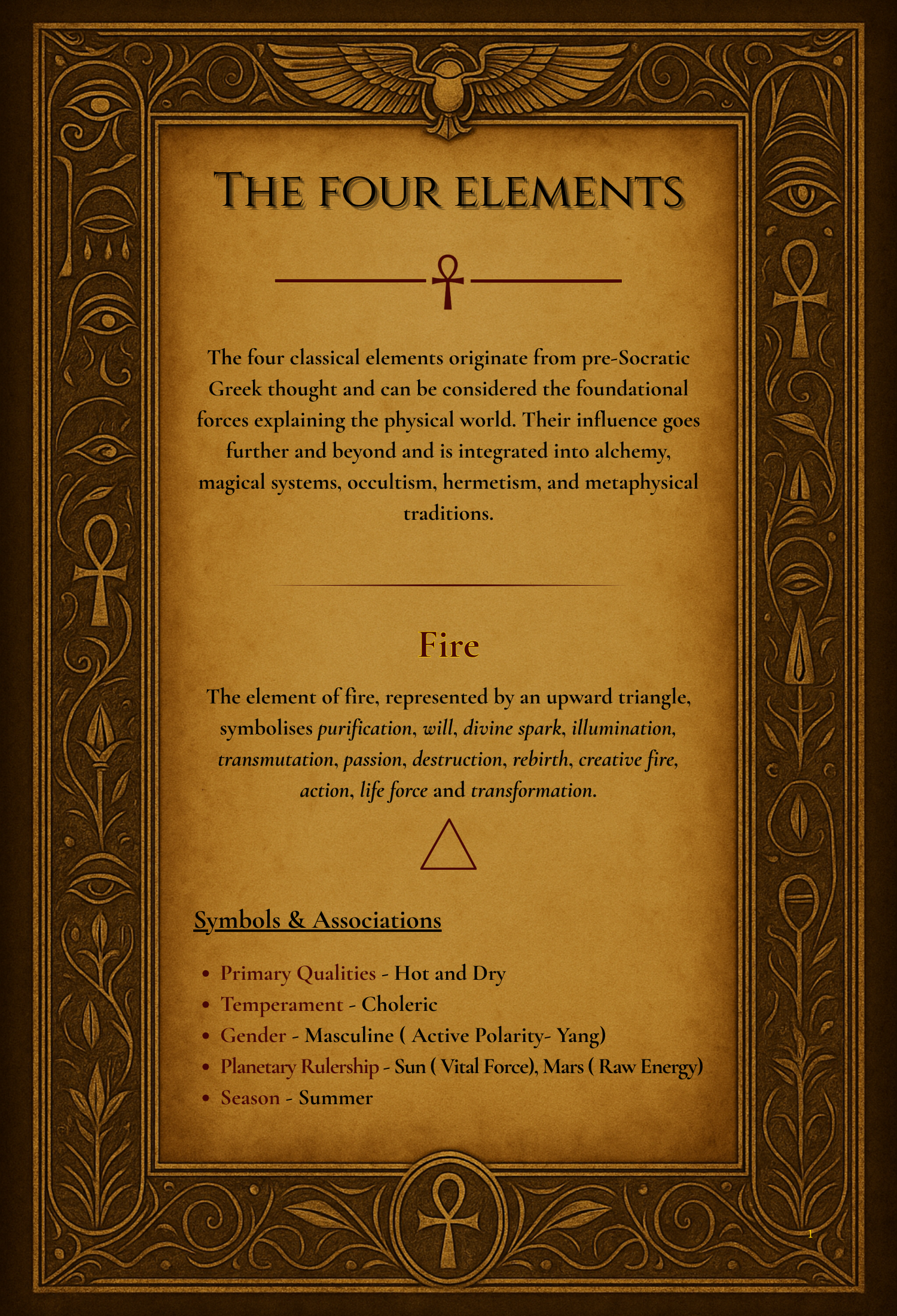 The Four Elements- Bound Grimoire Chapter