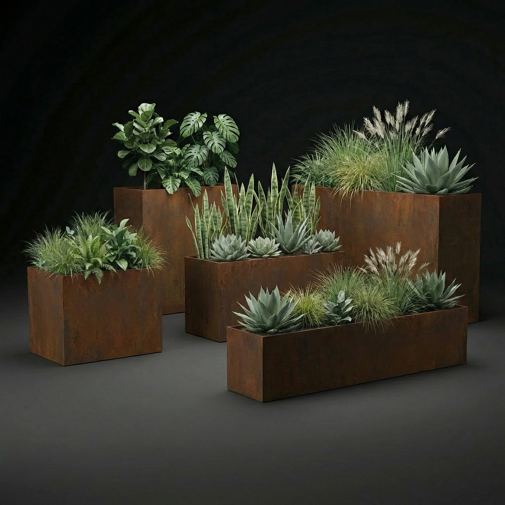 BRUTUS Corten stačiakampis vazonas