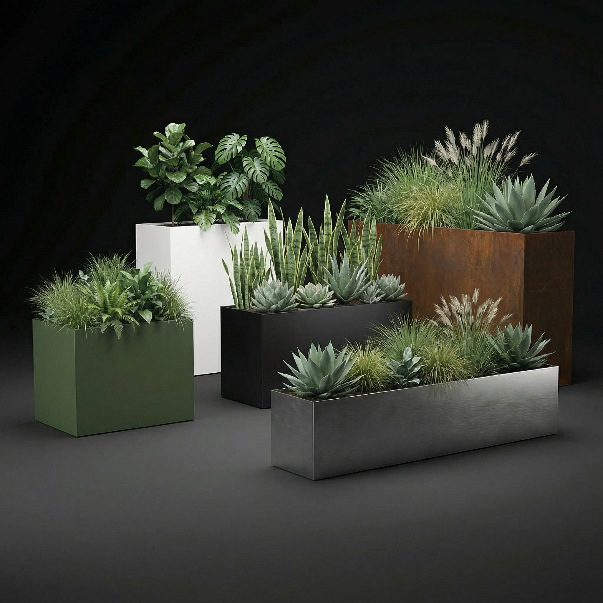 BRUTUS Dažytas stačiakampis vazonas