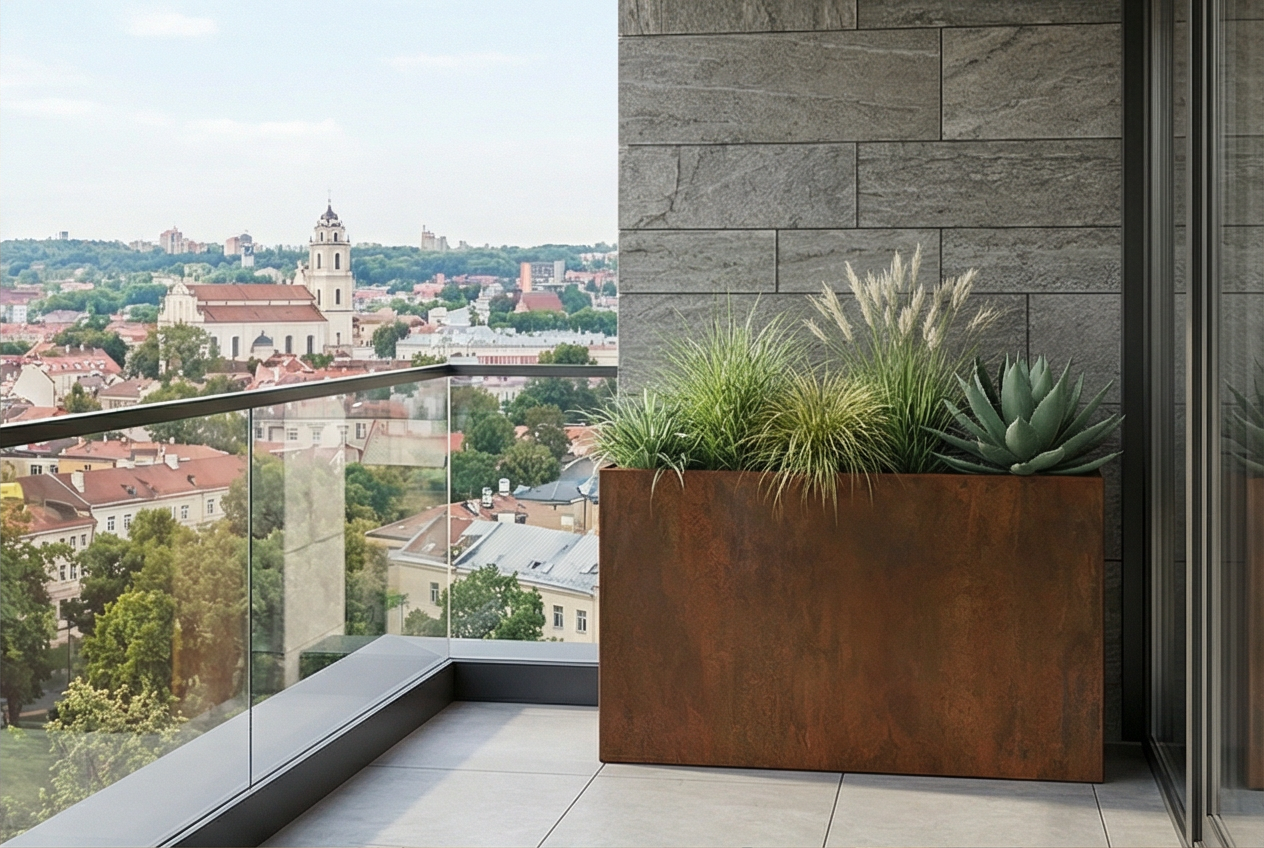 BRUTUS Corten stačiakampis vazonas