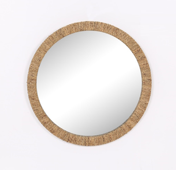 Espejo redondo con marco de yute