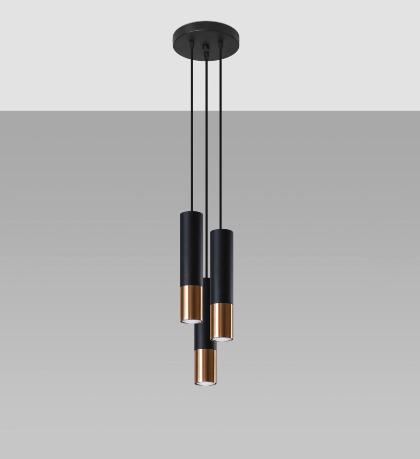 Sollux Lámpara colgante LOOPEZ 3P negro/cobre