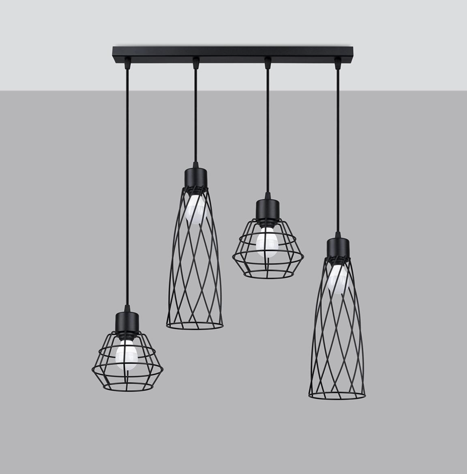 Sollux Lámpara colgante SUBA 4L negra