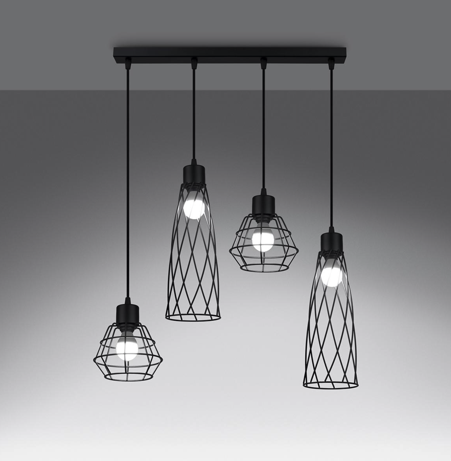 Sollux Lámpara colgante SUBA 4L negra