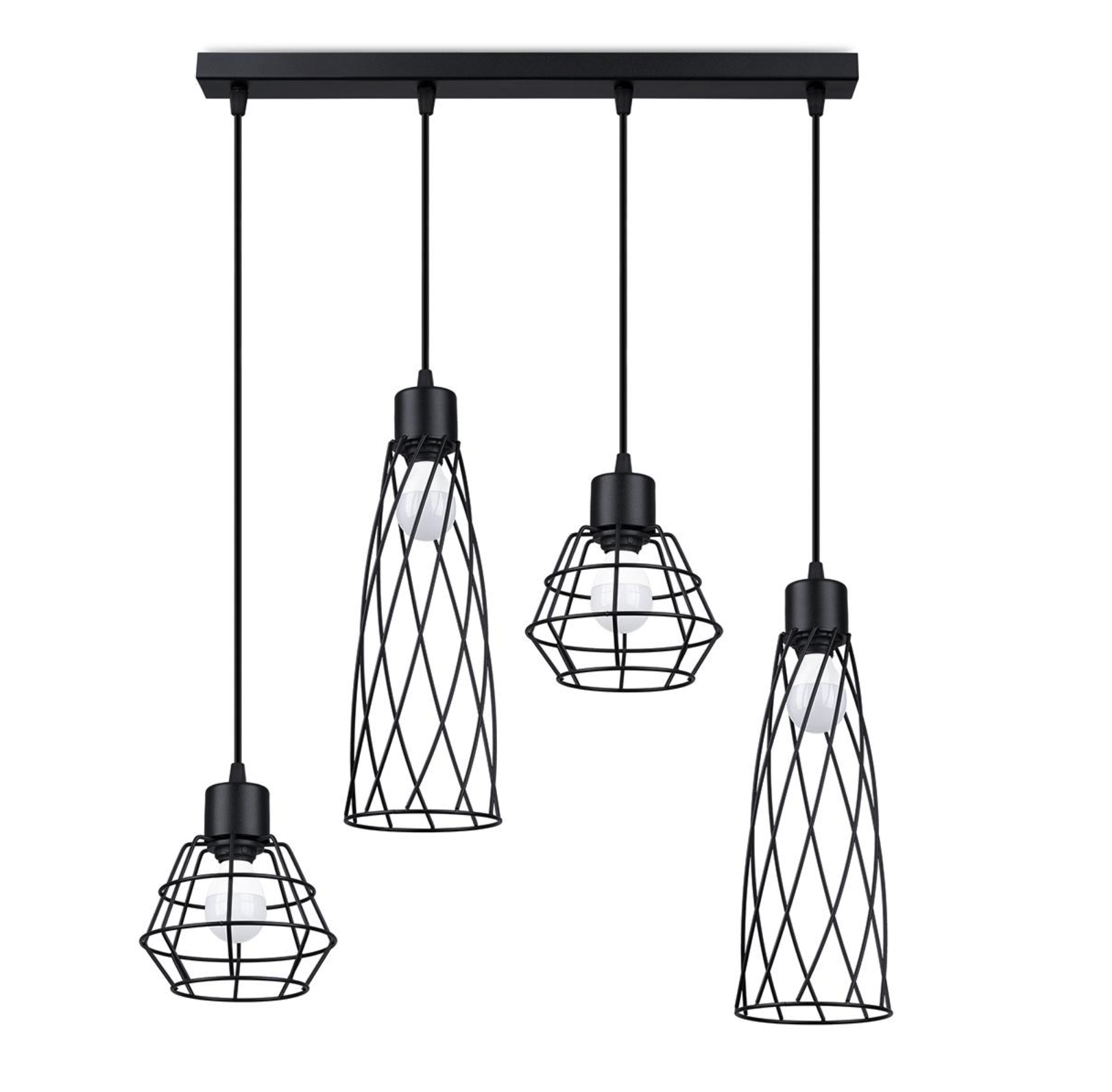 Sollux Lámpara colgante SUBA 4L negra