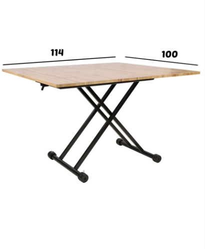 Mesa elevable de madera y metal