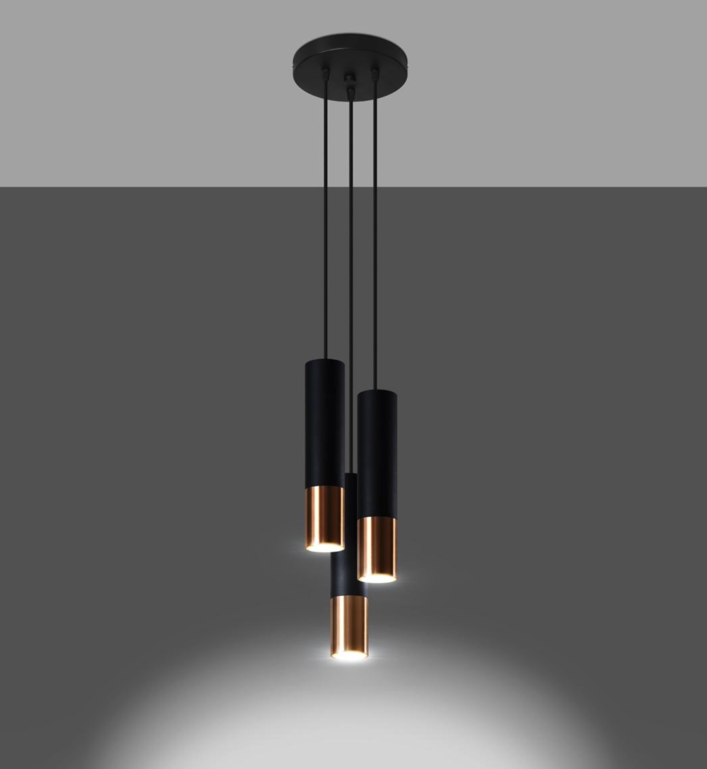 Sollux Lámpara colgante LOOPEZ 3P negro/cobre