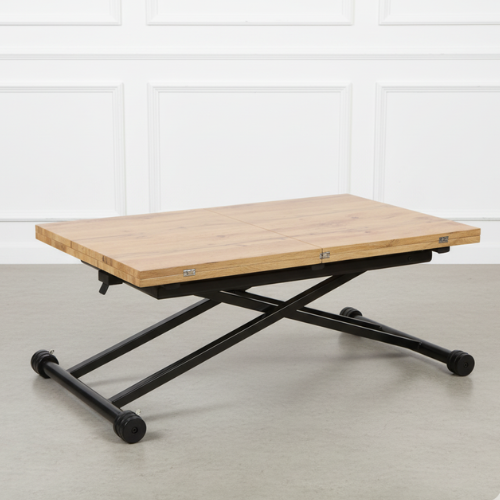 Mesa elevable de madera y metal