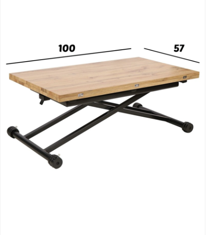 Mesa elevable de madera y metal