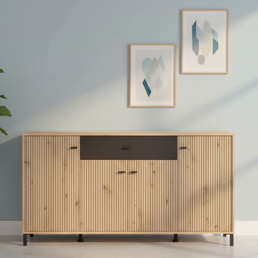 Aparador 170 cm roble artisan / negro modelo VANNES