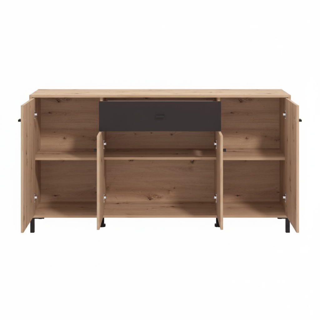 Aparador 170 cm roble artisan / negro modelo VANNES