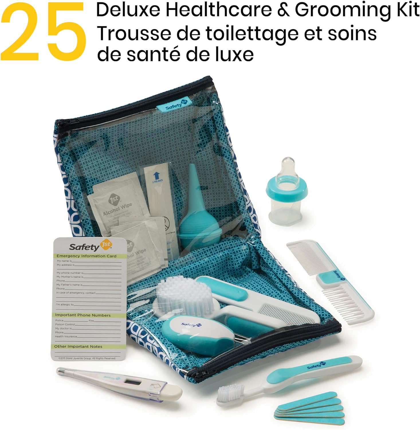 Safety 1st Deluxe Baby Healthcare and Grooming Kit, Arctic Blue, Newborn Baby Essentials, One Size, 25 Pieces