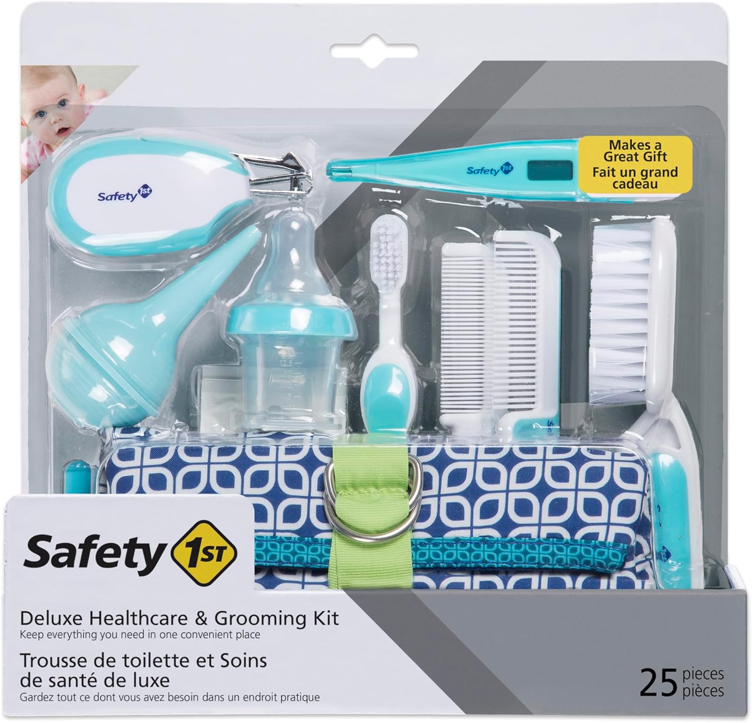 Safety 1st Deluxe Baby Healthcare and Grooming Kit, Arctic Blue, Newborn Baby Essentials, One Size, 25 Pieces