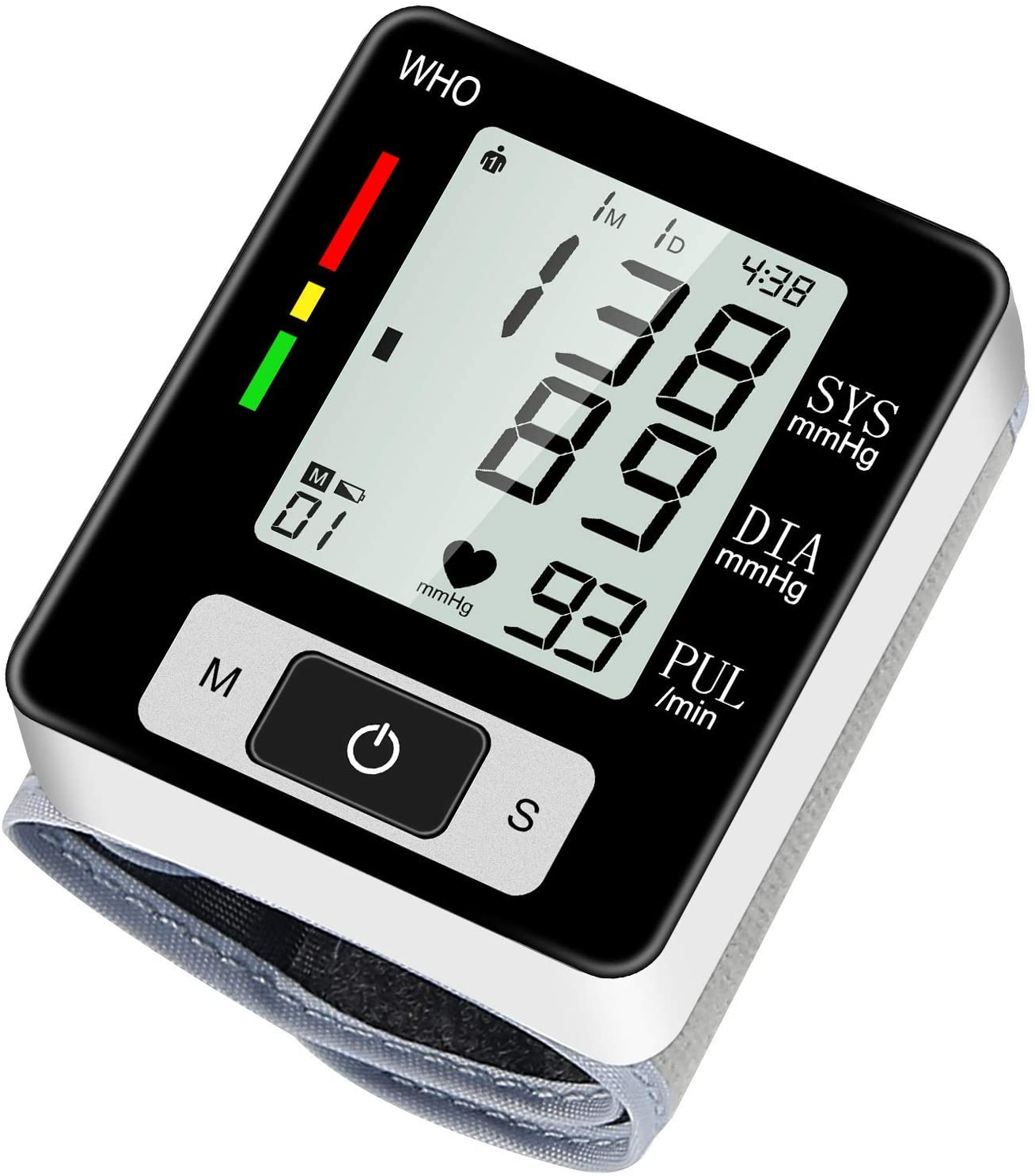 Wrist Blood Pressure Monitor Automatic Wrist Bp Monitor Talking Blood Pressure Cuff for Home Use Adjustable Cuffs for Adult Electronic Digital Large LCD Display with Battery and Carrying Case