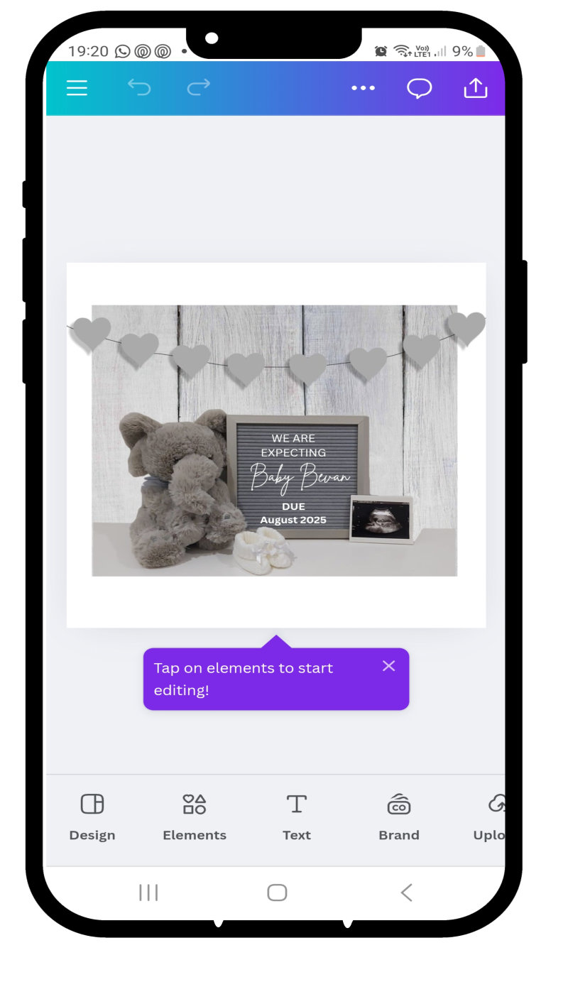Create your own Digital Pregnancy Announcement Neutral, For Social Media, Facebook, Instagram, Pregnancy Reveal Personalised CANVA