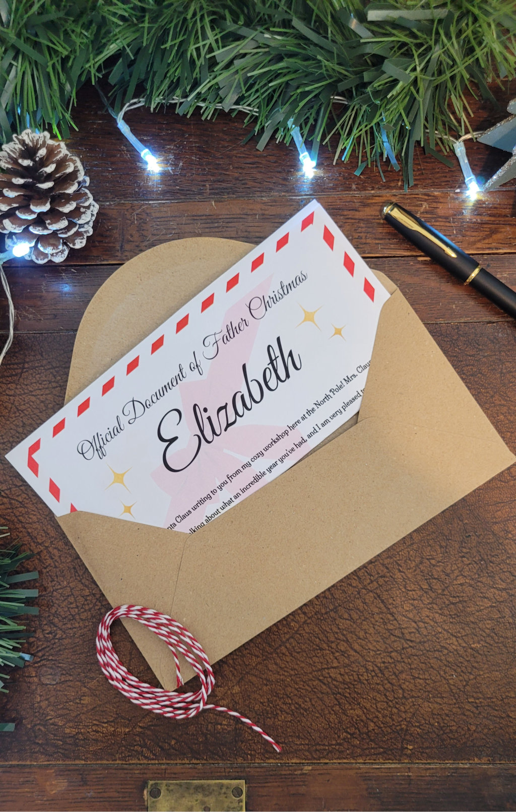 Personalised Letter & Nice List Certificate from Santa Claus – Custom Child’s Name, North Pole Delivery Envelope – Christmas Keepsake Gift (Choose Package)