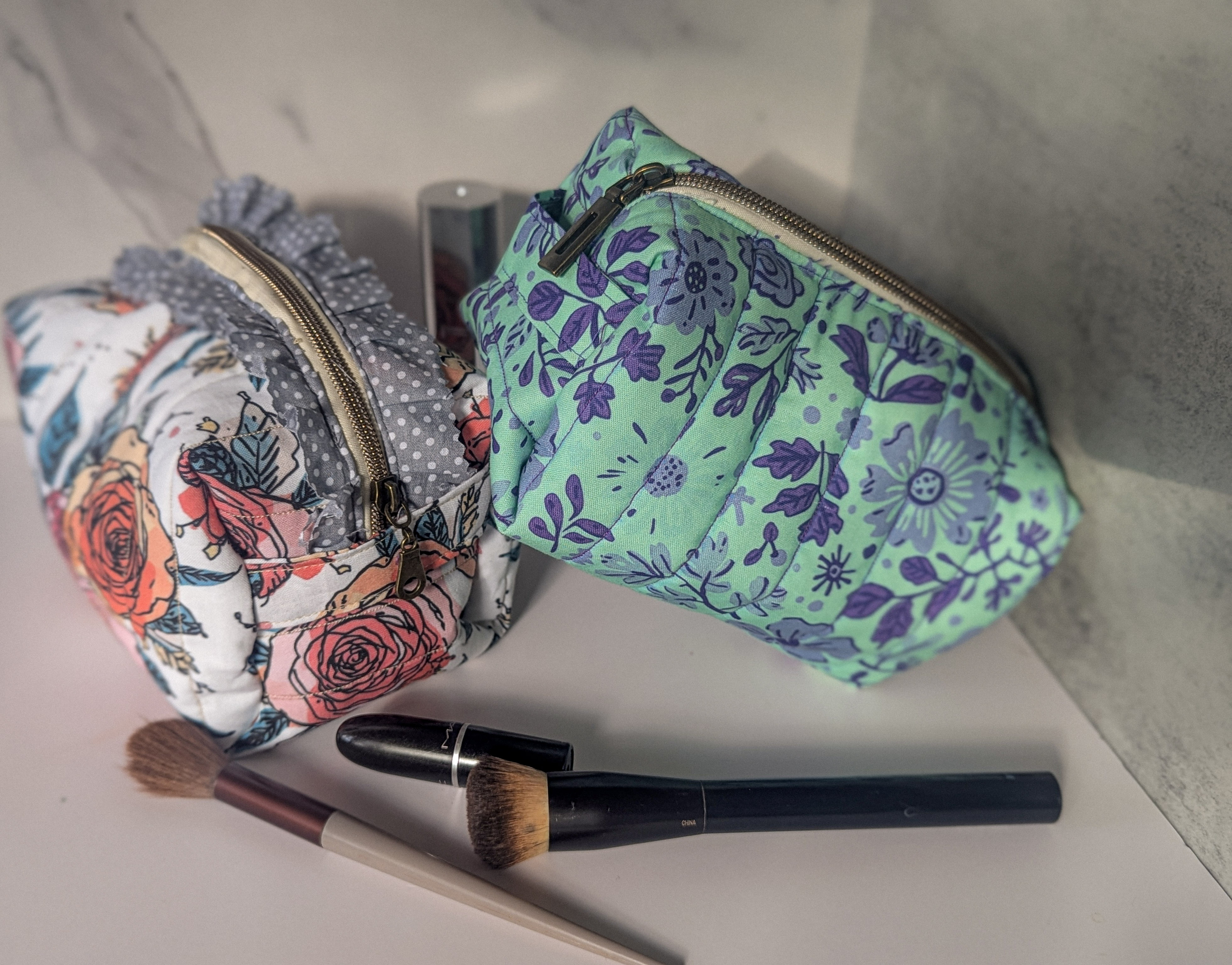 **LIMITED: The Quilted Floral Trio Gift Set (L, M, S) cosmetic beauty bag, tech organizer or storage