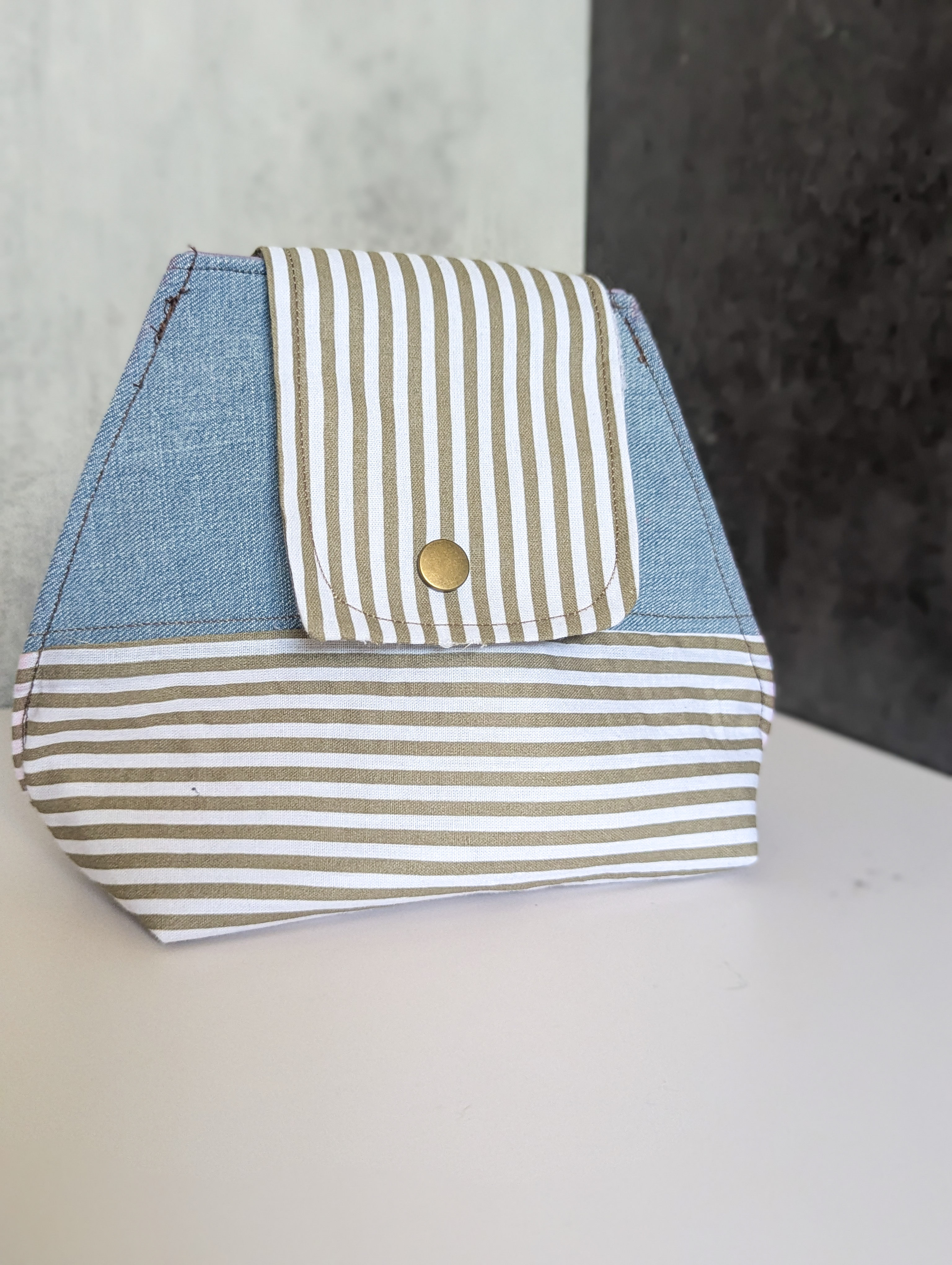 The Modern Stripe Soft Clutch: Upcycled Denim & Nautical Cotton