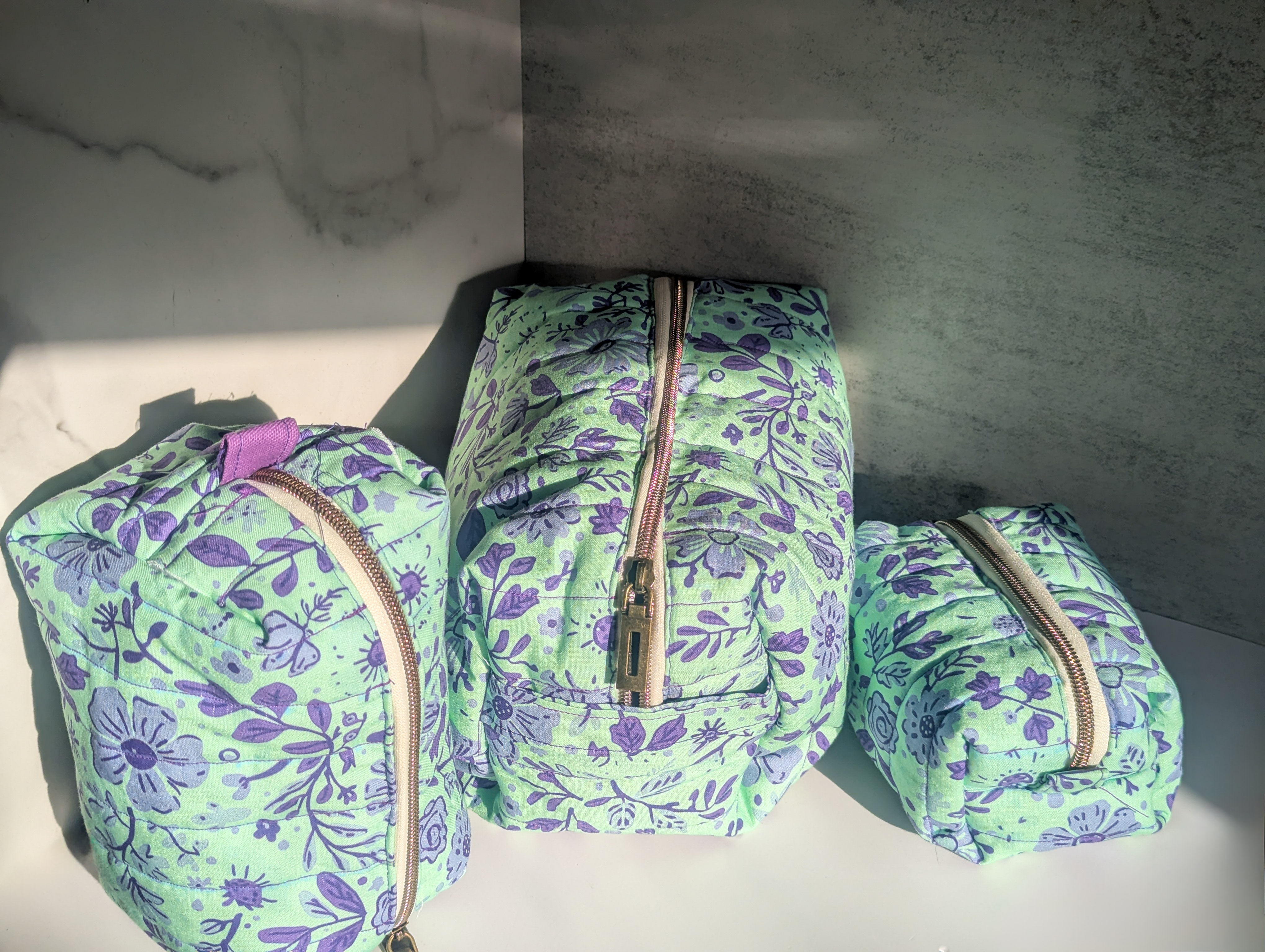 **LIMITED: The Quilted Floral Trio Gift Set (L, M, S) cosmetic beauty bag, tech organizer or storage