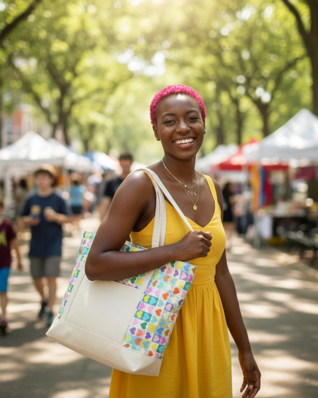 The Heartfelt Tote: A Colorful Canvas Bag