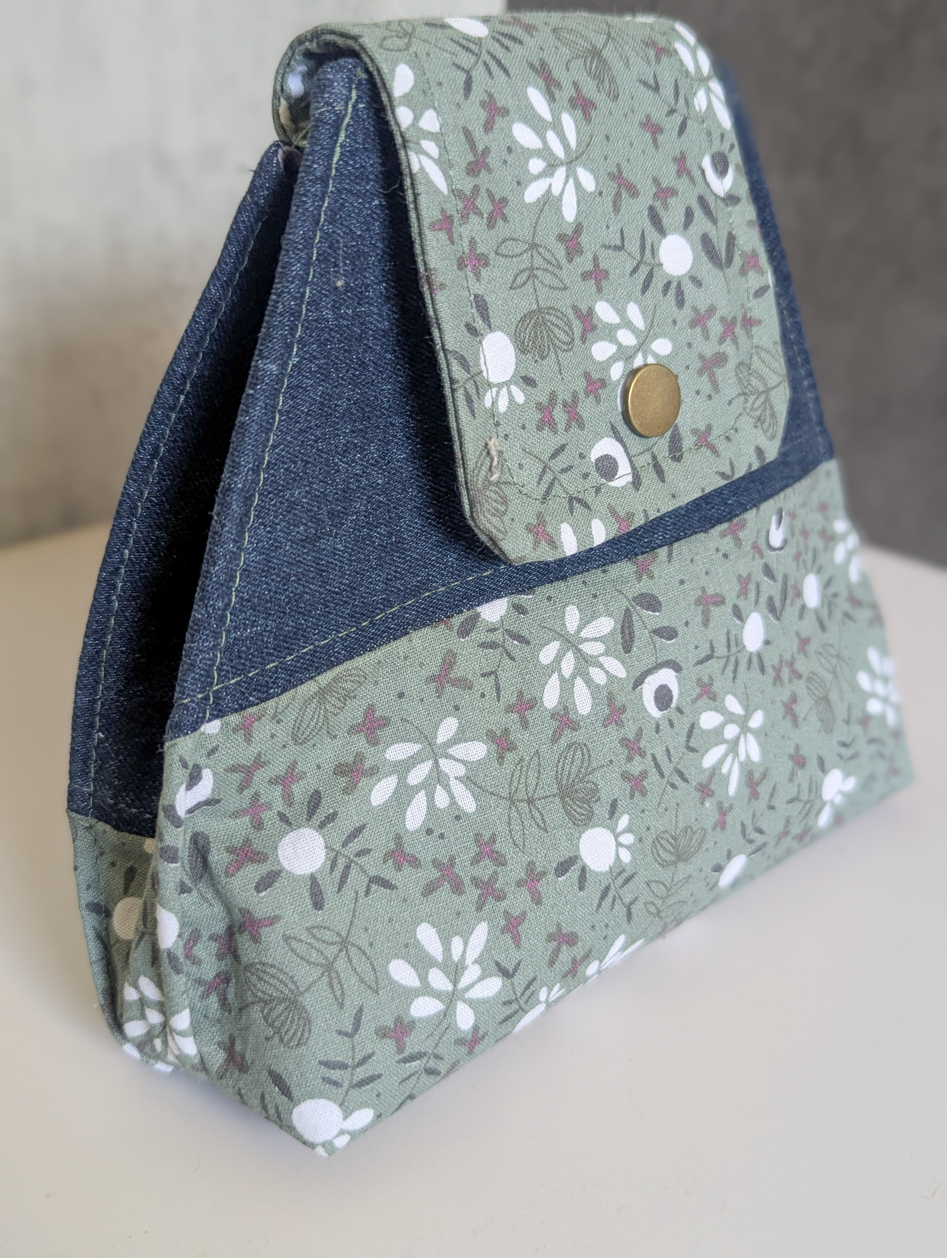 The Heritage & Heart Soft Clutch: Upcycled Denim & Floral Cotton