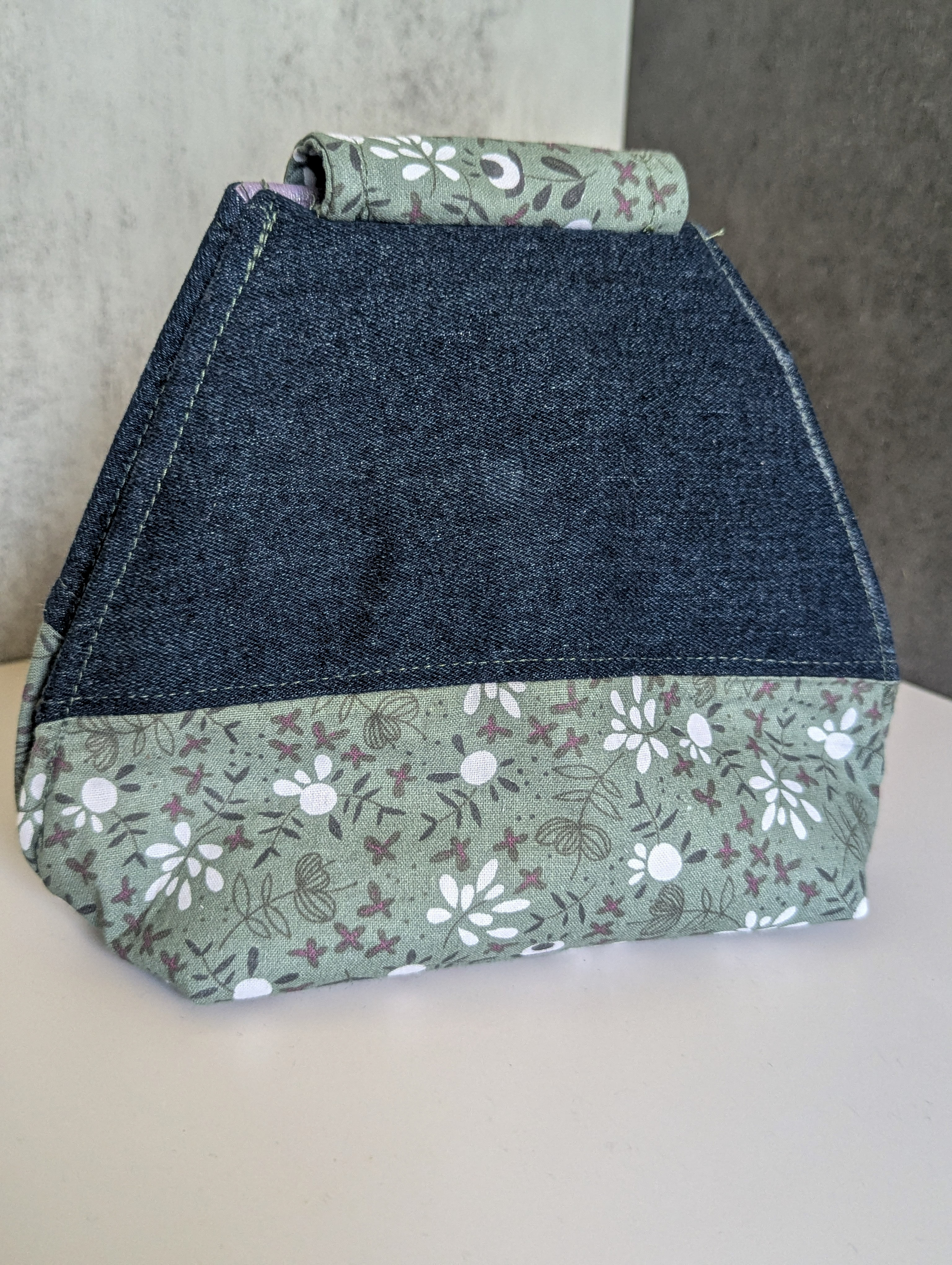The Heritage & Heart Soft Clutch: Upcycled Denim & Floral Cotton
