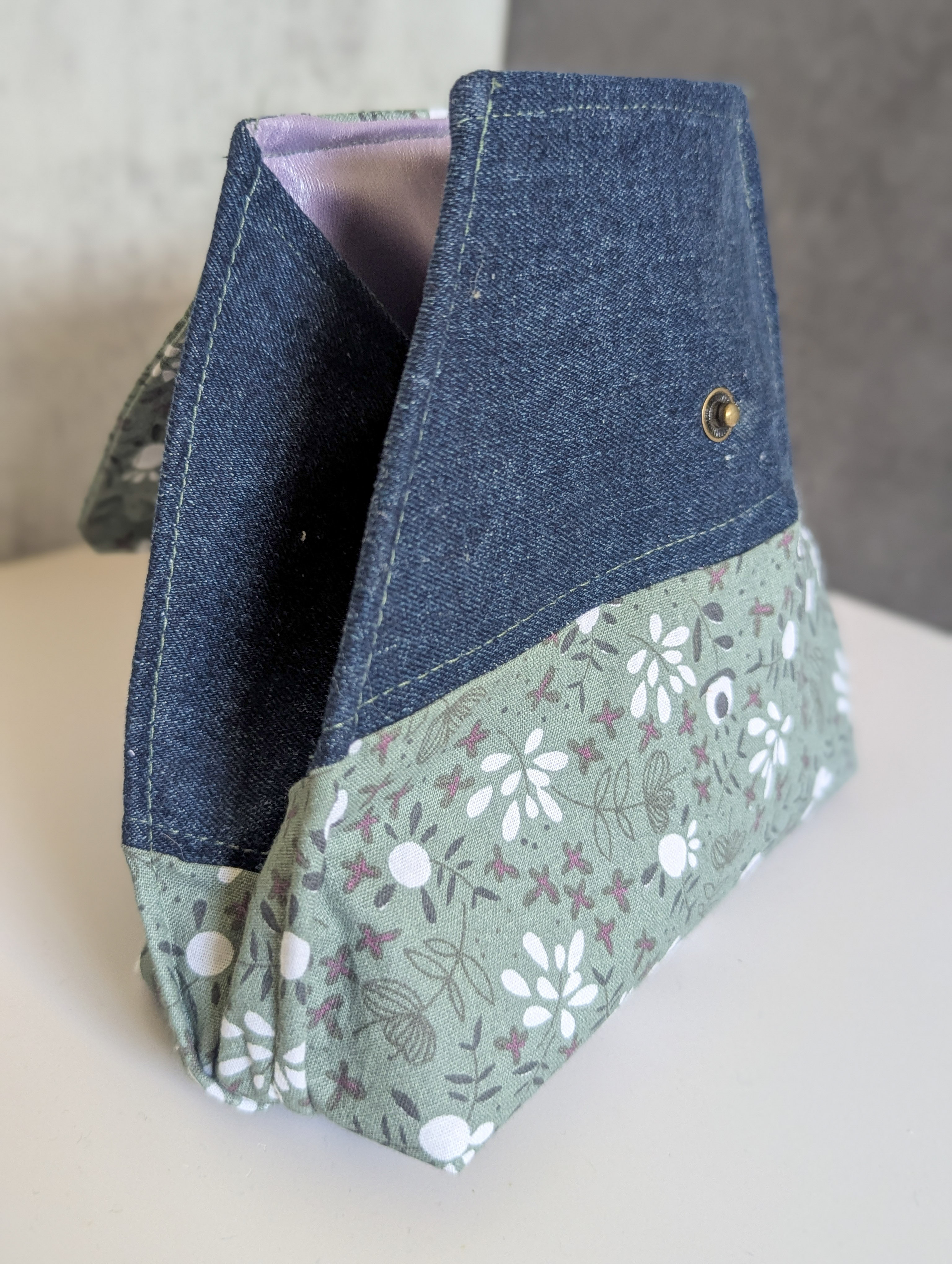 The Heritage & Heart Soft Clutch: Upcycled Denim & Floral Cotton