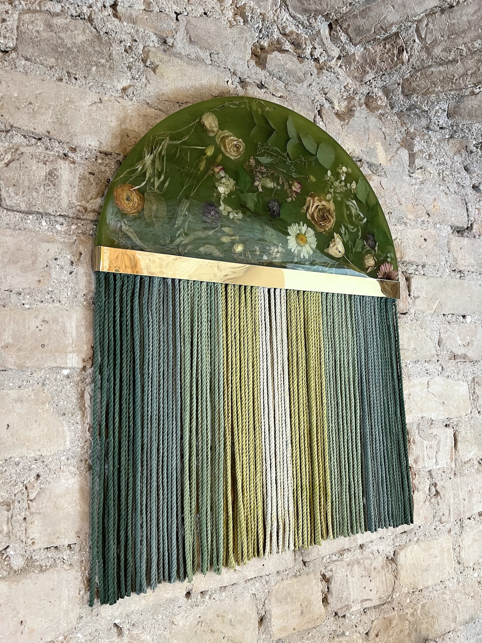 Half Moon Wall Hanging - “Meadow of Flowers”