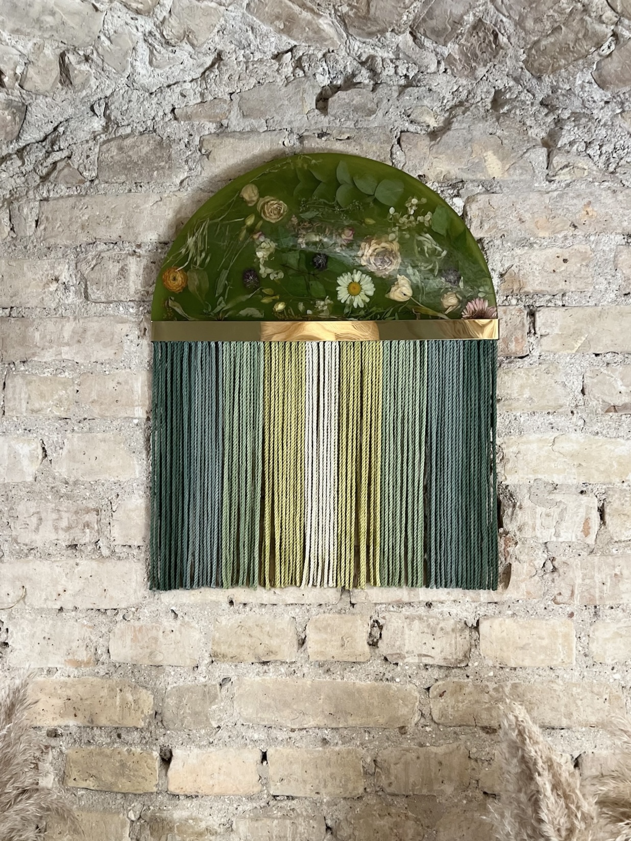 Half Moon Wall Hanging - “Meadow of Flowers”
