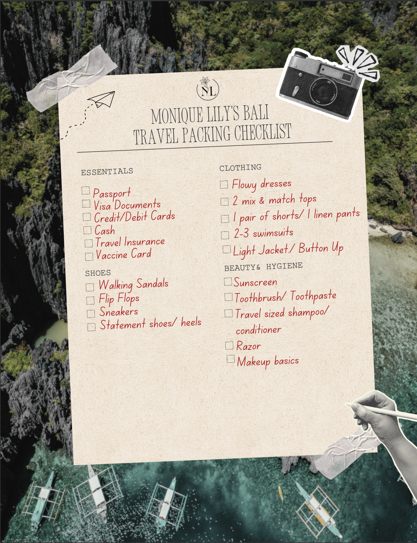 Bali Packing Checklist