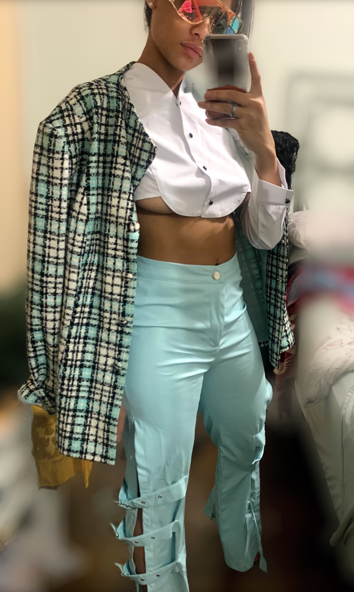 Sky Blue Pants with Side Straps