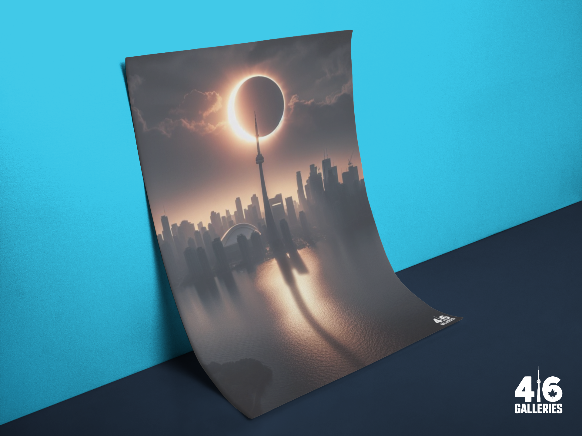 Solar Eclipse Over Cityscape Wall Art