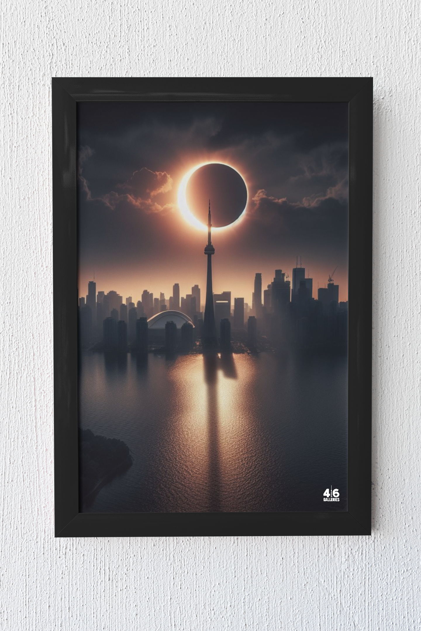 Solar Eclipse Over Cityscape Wall Art