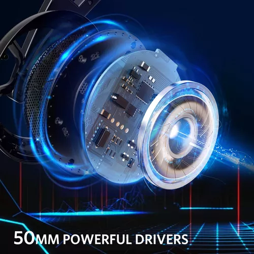 Auriculares Gamer Abkoncore para Pc con micrófono Audífonos Diadema luz led Azul