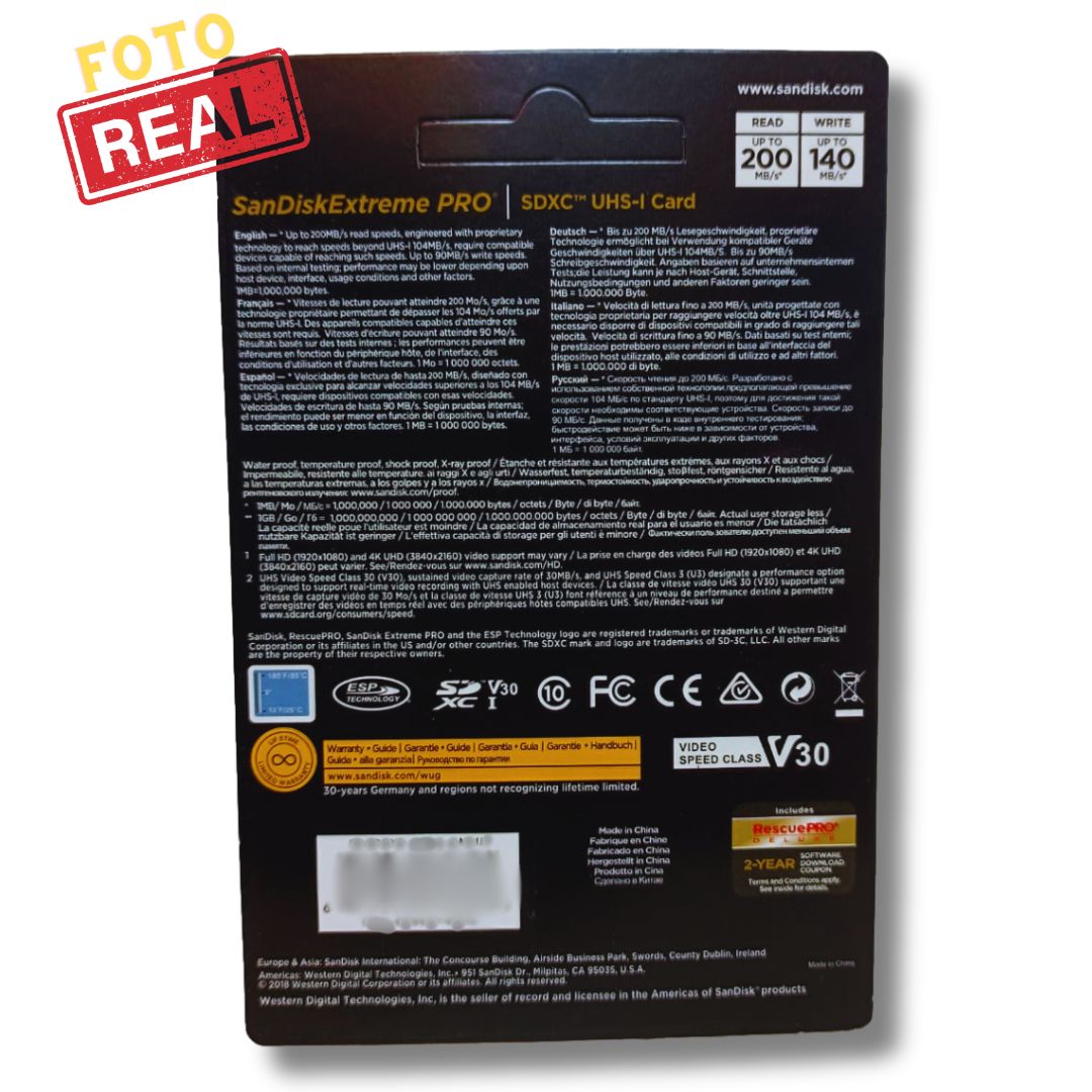 Sandisk Tarjeta De Memoria Extreme Pro Sdxc Uhs-i De 64 Gb