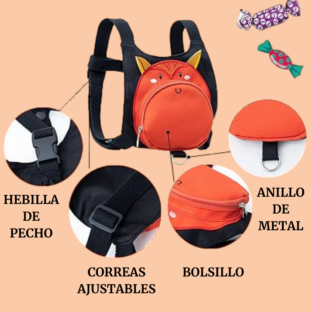 Arnes Mochila antiperdida con correa para niños y niñas de Modelo de Zorro