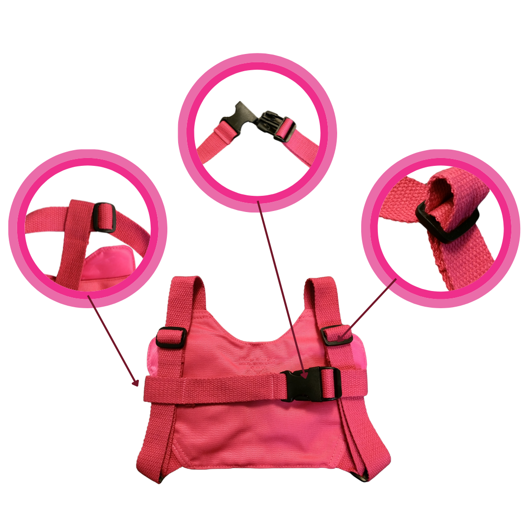 Arnés de seguridad antiperdida con correa para niñas de mariposa fucsia