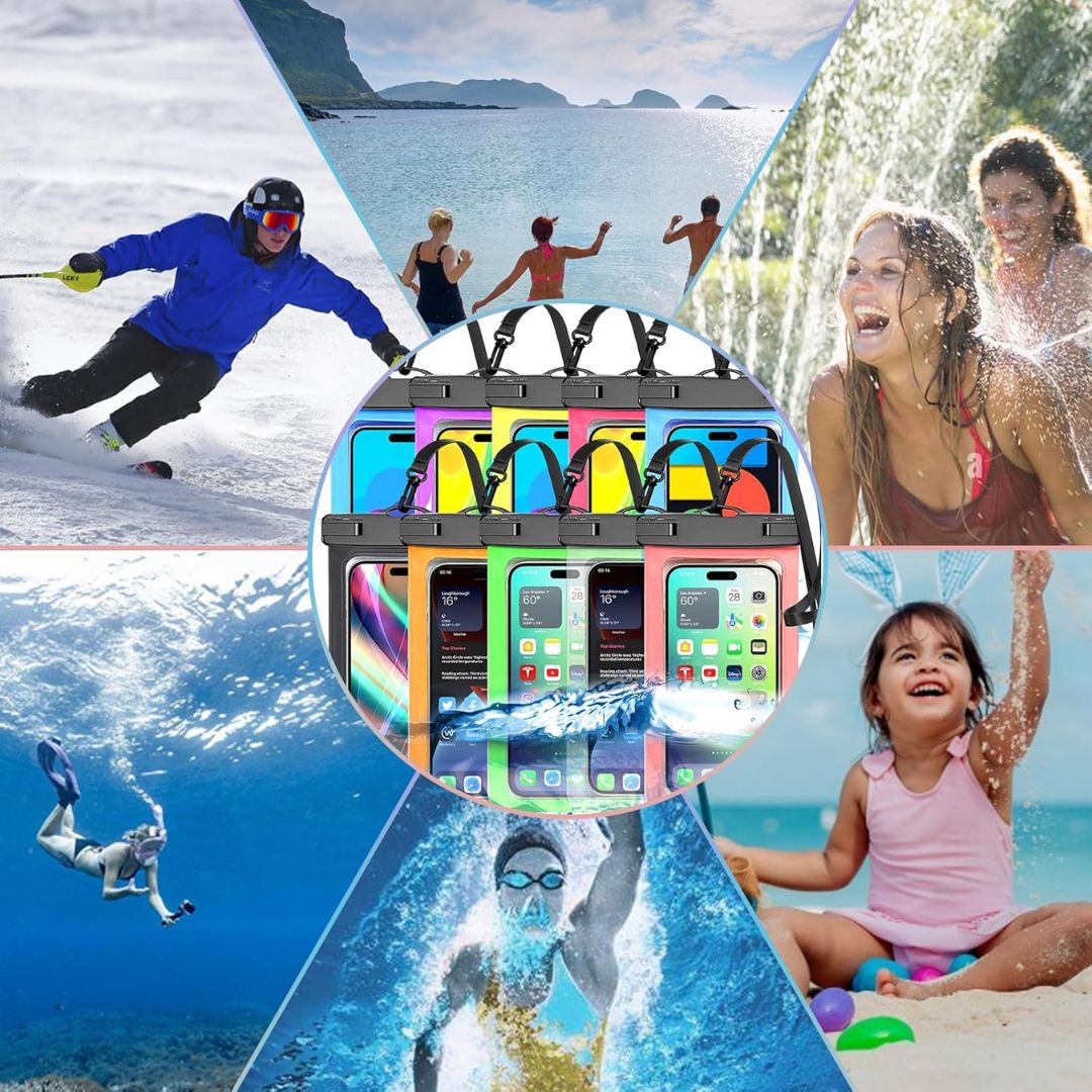 Funda impermeable universal forro estuche para telefono celular movil para piscina o playa 