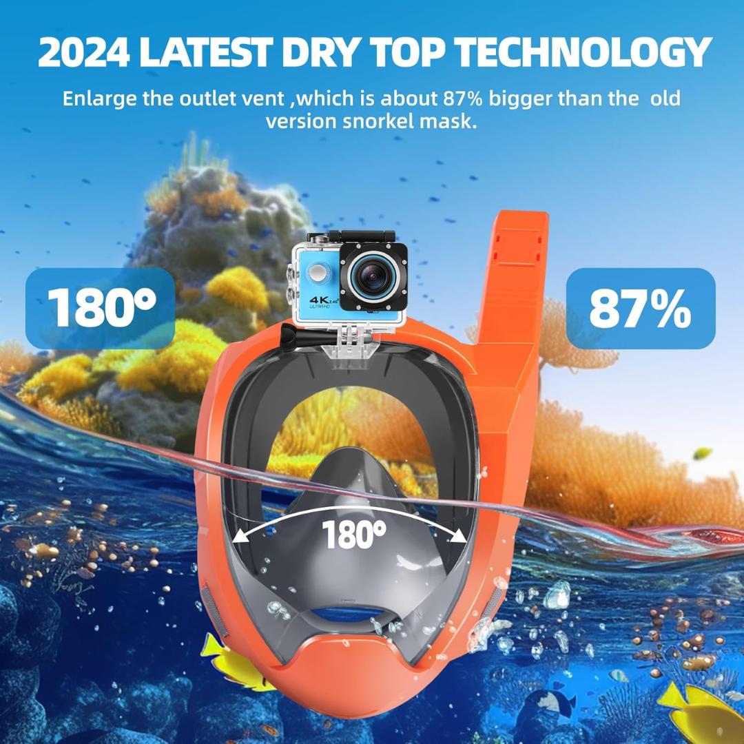 Mascara De Buceo Soporte De Camara Avokadol Careta Snorkel Full Face