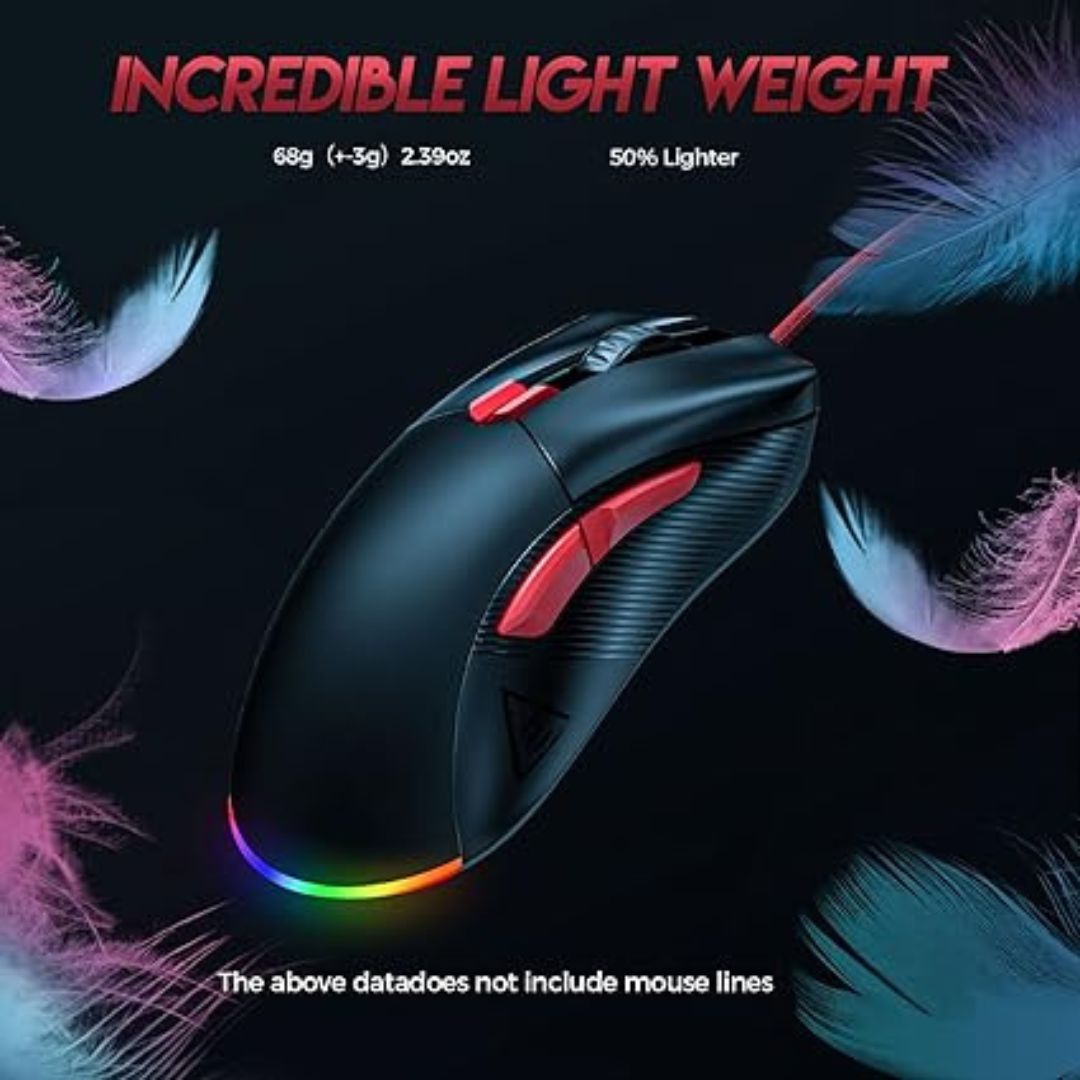Mouse Gamer Eksa Em500 Rgb 12000 Dpi, 8 Botones, Color Negro
