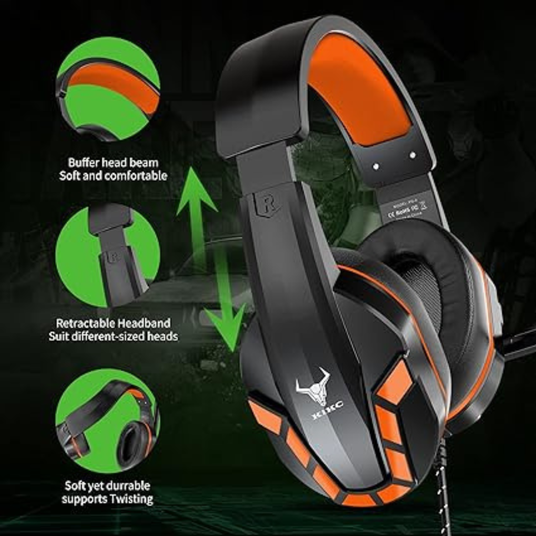 Audífonos  Kikc Headset  Para Xboxone, Ps4, Pc micrófono Gaming Auriculares Diadema color naranja