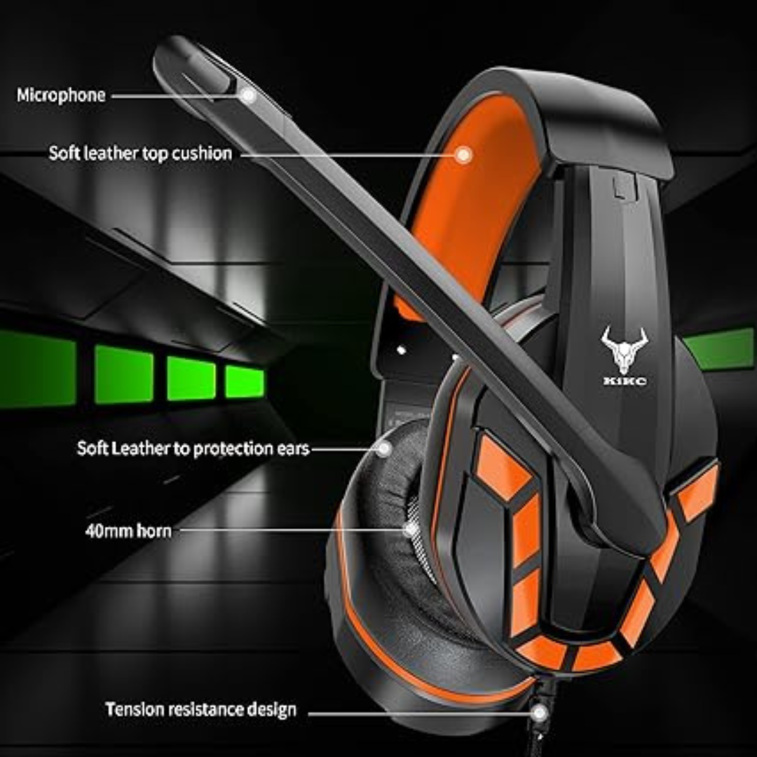 Audífonos  Kikc Headset  Para Xboxone, Ps4, Pc micrófono Gaming Auriculares Diadema color naranja