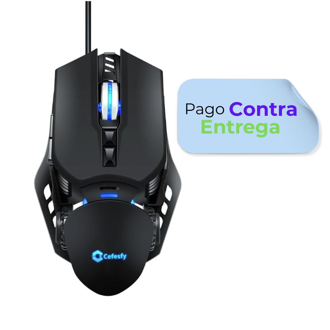 Mouse Gamer Resistente Cefesfy negro 7 botones luz led 6400dpi Robocop G530