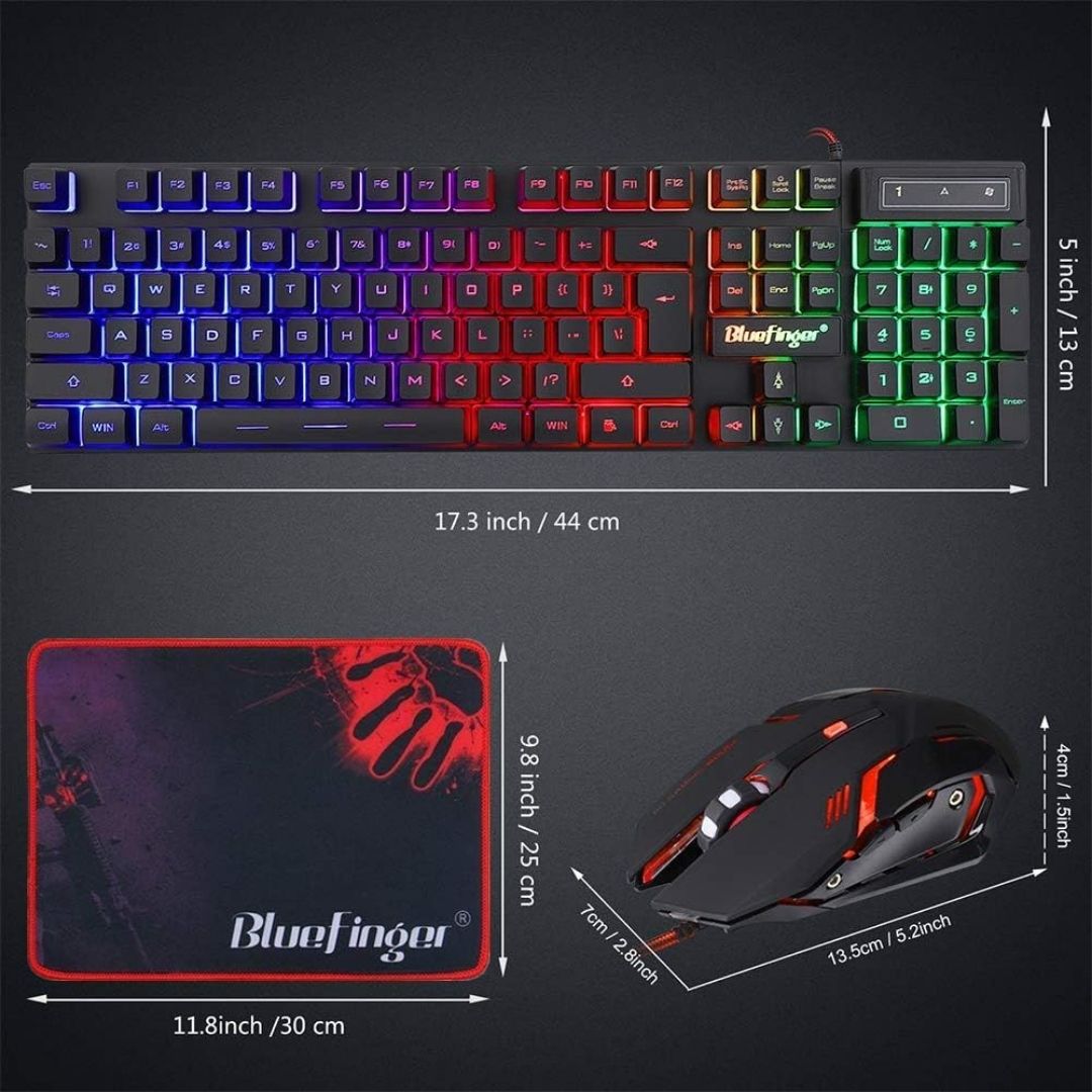 Combo Kit Teclado Y Mouse Gamer Kit Bluefinger Rgb 2000 Dpi