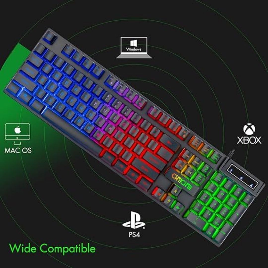 Set Teclado/mouse Gamer Kit Rgb Multicolor Usb Color Negro Chonchow