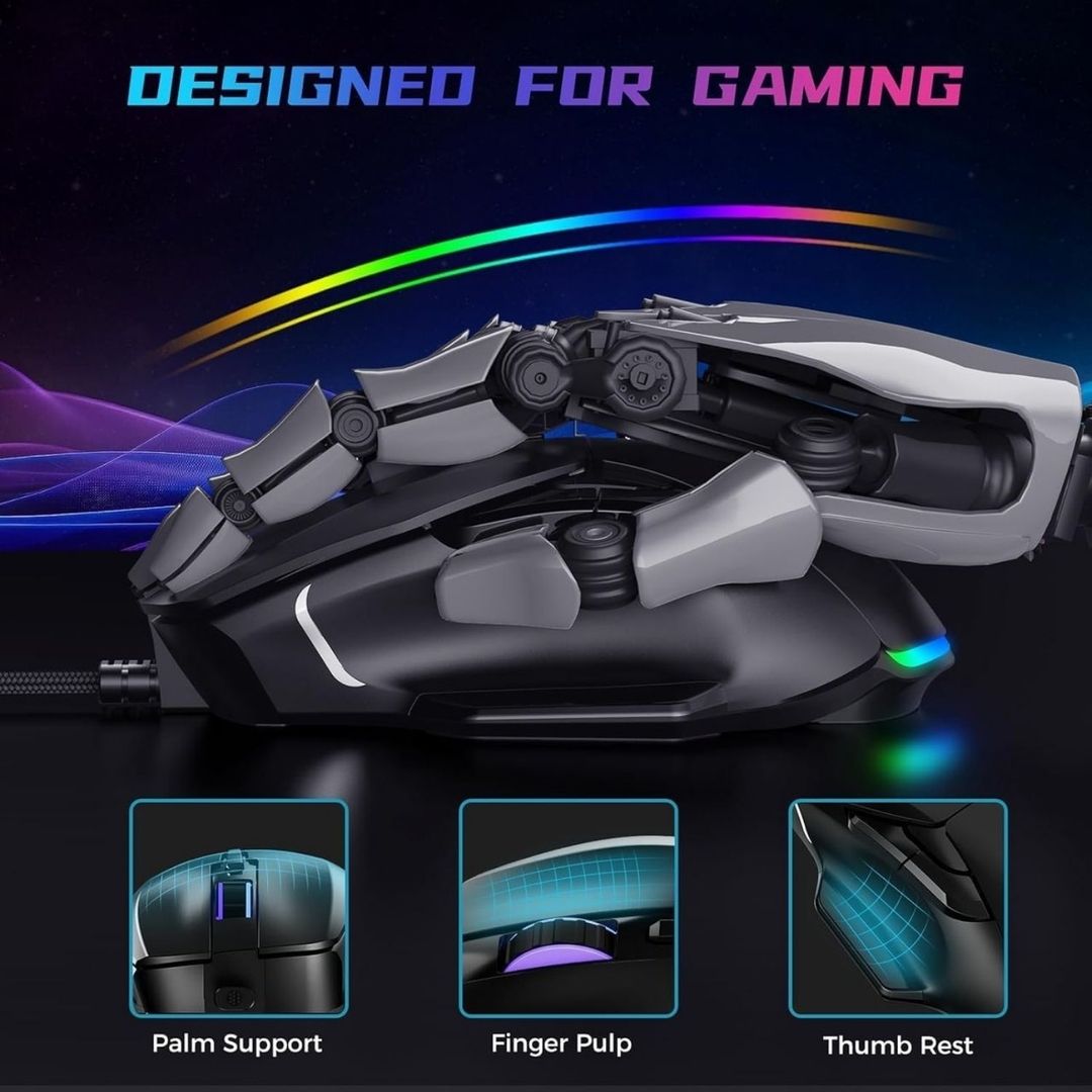 Aula Gaming Mouse, 12000 Dpi Rbg Wired Con 13 Modos iluminación 7 botones programables